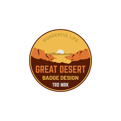 desert valley sunset badge patch sticker vintage illustration