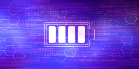 2d rendering Electrical energy and power supply source concept, accumulator battery with charging level indicator
   
    