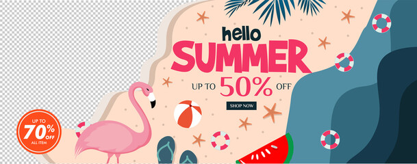 Flat summer sale banner template with space photo Vector