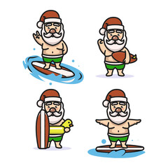 Set of cute Santa with Surfing costume
