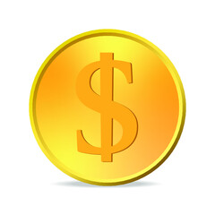 Fototapeta premium Cartoon gold coin icon isolated on a white background