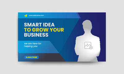 Business Video thumbnail design for any video. Editable business ideas thumbnail template for social media and web banner