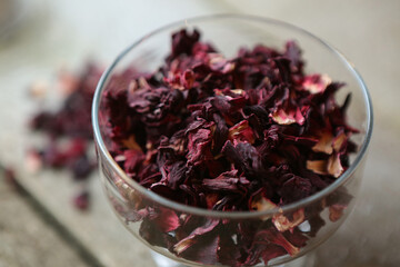 Tea from petals karkade red color