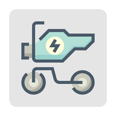 Motorcycles or scooters vector icon design. Also called moped, bike or motorbike. That electric vehicle (EV) consist of motor and battery for drive, transportation and travel by green energy. 48x48 px
