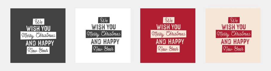 Merry Christmas and Happy New Year lettering template. Holidays greeting card or invitation. For posters, t-shirt designs, holiday wear, packaging, greeting cards.