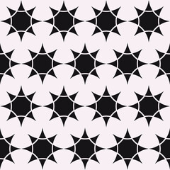 Black stars pattern. Vector seamless stars pattern. Repeated eight star ornament.
