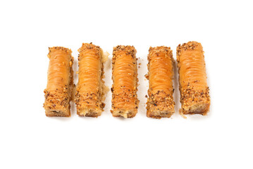 Delicious sweet baklava isolated on white background.