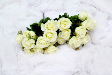 white rose on white cloth