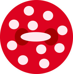 Fototapeta premium Red button in white peas, vector drawing, isolate on white