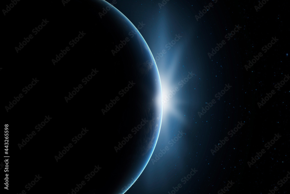 Wall mural outer space. the surface of the planet earth in deep space. night on the planet. view from orbit. el
