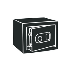 Security Box Icon Silhouette Illustration. Bank Cash Vector Graphic Pictogram Symbol Clip Art. Doodle Sketch Black Sign.