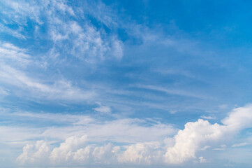 Blue sky and white fluffy clouds background and pattern