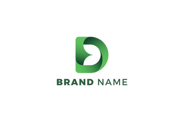 Letter D green ecological leaf business logo