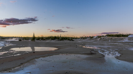 Geyser Basin at Sunset