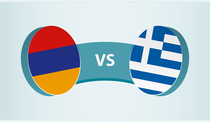 Armenia versus Greece, team sports competition concept.