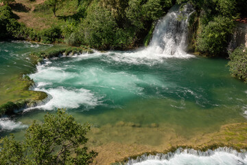 Beautiful waterfalls in Krka National Park, Dalmatia, Croatia. 