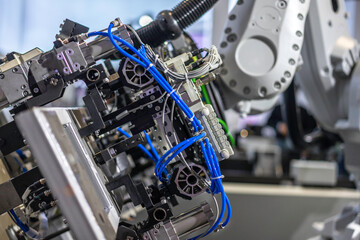 robot arm working in factory