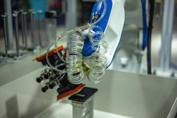 robot arm working in factory