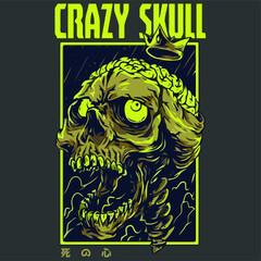 crazy skull   Design vector illustration design vector illustration for use in design and print poster canvas