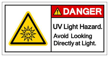 Danger UV Light Hazard Avoid Looking Directly at Light Symbol Sign, Vector Illustration, Isolate On White Background Label. EPS10