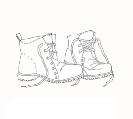 Graphics boots pair isolated on white background illustration for all prints.