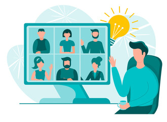 Webinar group chat. Online work, education, training courses