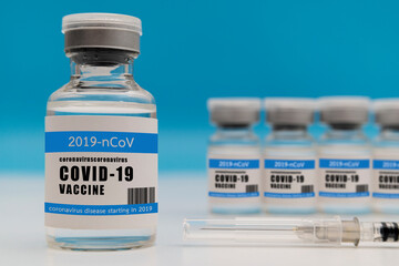 Coronavirus cure manufacture, flu treatment drug pharmacy production concept.