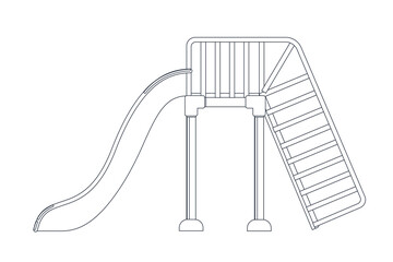 City park with outdoor decor. Kids playground equipment. Vector illustration.