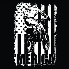 dirt bike usa flag wo plus size design vector illustration for use in design and print poster canvas