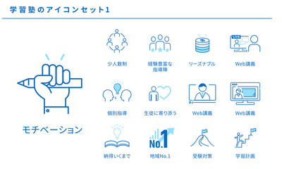 学習塾のシンプルなアイコンセット1、ベクター素材