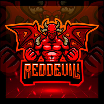Red devil mascot. esport logo design