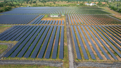 Solar power farm from drone view,Green energy technology
