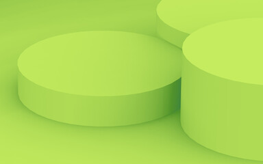 Abstract 3d green color cylinder podium minimal studio background.