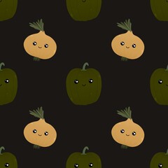 cute baby pattern with onions and peppers