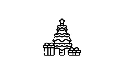 Fototapeta na wymiar Christmas Tree black flat Icon