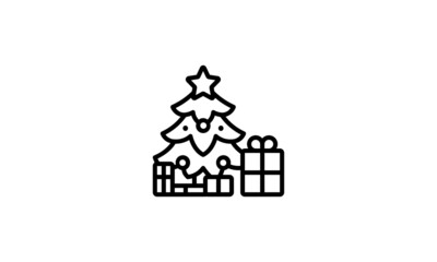 Christmas Tree black flat glyph icons vector 