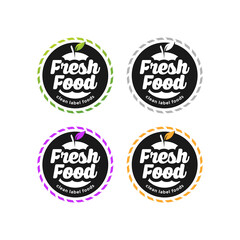Fototapeta na wymiar Fresh food, organic food and natural product badge or label for food market, vegan, ecommerce, organic products promotion, healthy life and premium quality food and drink.