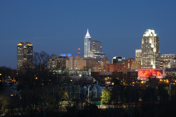 Fototapeta na wymiar Raleigh North Carolina skyline at night