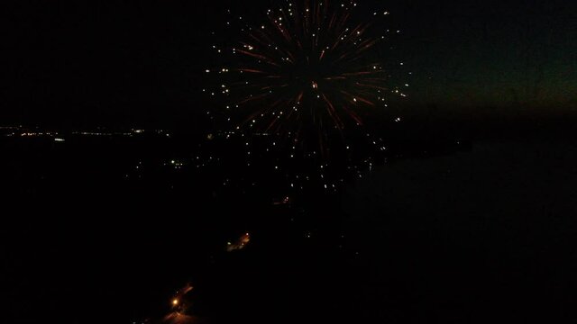 Fireworks from Drone During Fourth of July Celebration