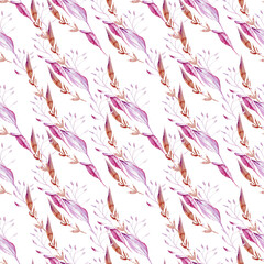 seamless watercolor pattern with grass and leaves