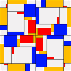 Mondrian art. Vector colorful squares.