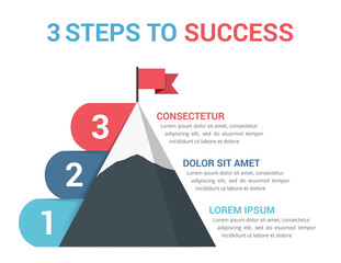 3 Steps to success, infographic template, leadership or motivation concept