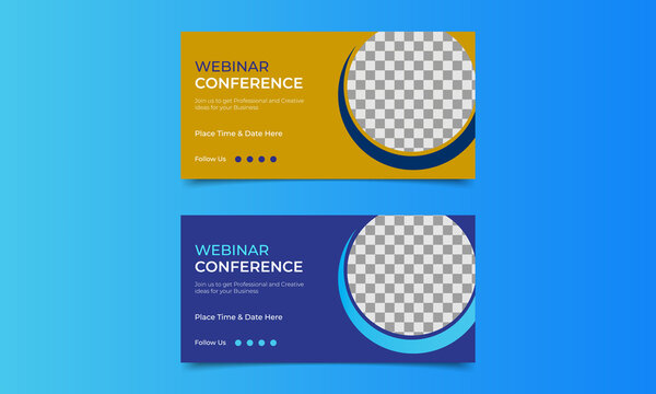 Webinar Conference Web Banner Design Template. Online Business Invitation And Poster Business Meeting Banner Design. 