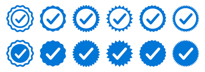 Approval check icon isolated, set quality sign, green tick, verification – vector - obrazy, fototapety, plakaty