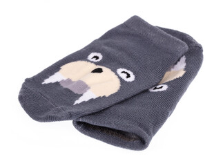 Pair of cute child socks isolated on white background.