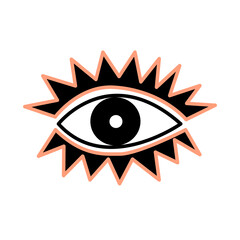 Hand drawn open eye with eyelashes. Doodle vector illustration