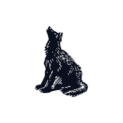 Wolf logo. The wild wolf howls. Silhouette of a wolf