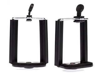 Mobile phone Clip Bracket Holder Mount Adapter isolated on white background.