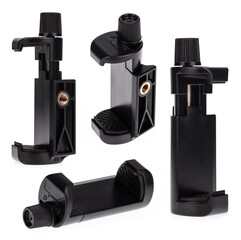 Mobile phone Clip Bracket Holder Mount Adapter isolated on white background.