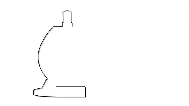 Microscope self drawing line animation. Science, lab and research concept.